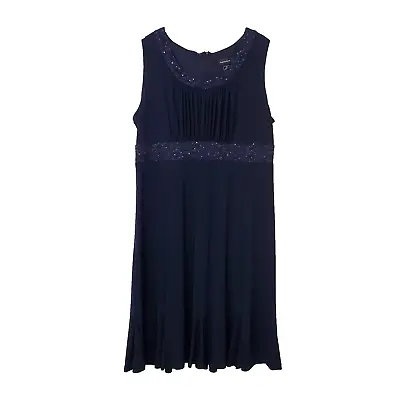 R & M Richards Dress Womens 18 Navy Blue Sequined Lace Empire Waist Sleeveless • $21.55