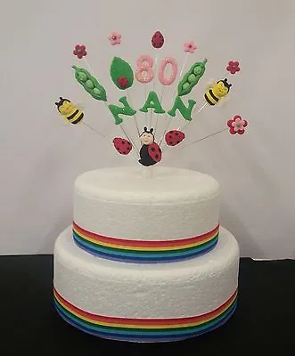 Nature  Lady Bird Bug Bee Flower Garden Birthday Cake Topper Handmade • £11.50