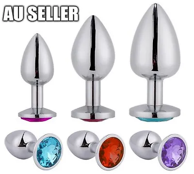 New Metal Tear Drop Butt Plugs 3 Sizes Silver Crystal Jewel Sex Anal Plug  • $9.50