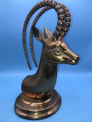 5LBS Mid Century Antelope Ibex Gazelle Horns Brass Book End Collectible Metal • $23.74