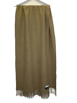 Samsoe &Samsoe Virgin Wool Cashmere Preppy Maxi Scarf Stole Camel Italy 80x20 In • $48.45