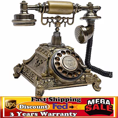 Antique Telephone Desk Phone European Style Old Fashioned Rotary Dial Phone • $57.55