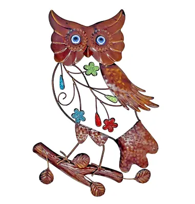 Vintage Metal Owl Wall Art Decor Large 15 In. Indoor Outdoor Garden Hanging-A61 • $15.99