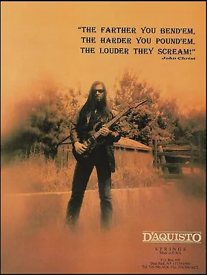 John Christ (Danzig) 1994 D'Aquisto Electric Guitar Strings Advertisement Ad • $4