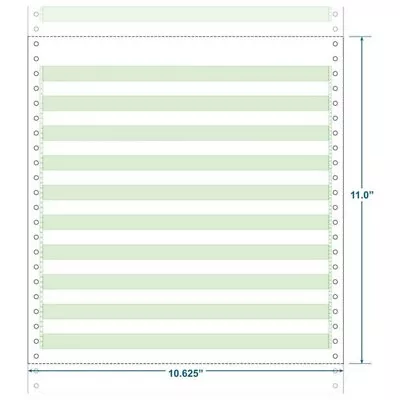 10-5/8  X 11  (W X H) Continuous 20# Computer Paper 1/2  Green Bar (Carton Of • $134.06