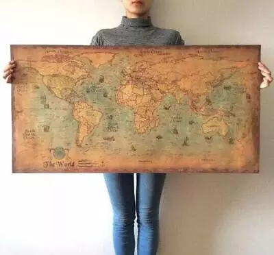 Vintage World Map Retro Old Paper Nautical Chart Wall Posters Globe Sea Painting • $10.99