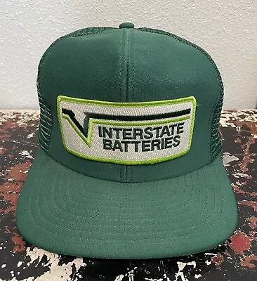 Vintage Interstate Batteries Hat Cap NASCAR Racing Bobby Labonte Green Trucker • $12