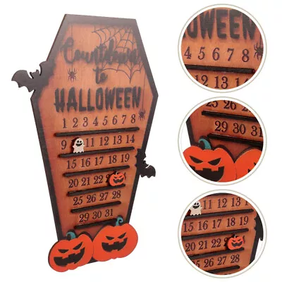  Halloween 3D Wood Coffin Countdown Calendar With Moving Pumpkin And Ghost-RP • £12.29