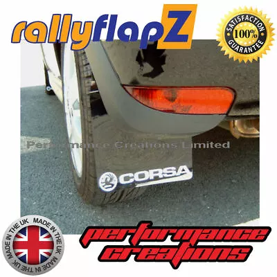 Vauxhall Corsa C (00-07) RallyflapZ Mud Flaps /Guards & Fixings Black Logo White • $37.27