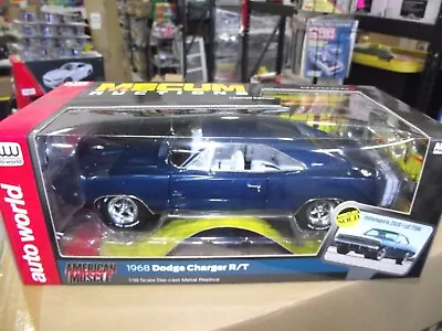 Auto World 1/18 1968 Dodge Charger R/t Blue Mecum NIB • $87