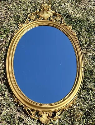 31  Dart Urn Top Ornate Gold Framed Oval Mirror Hollywood Regency Rococo Magic • $149.99
