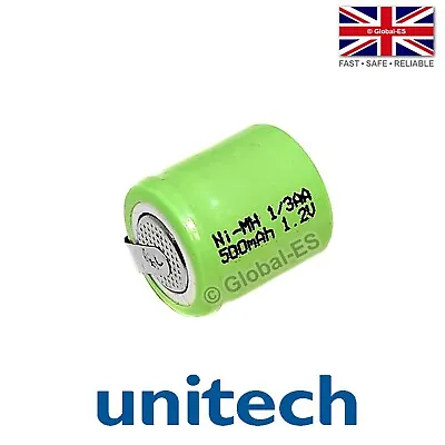 1.2V 1/3AA Tabbed Ni-MH Rechargeable Battery: Solar Light / PLC - 1.2V 500mAh • £5.99