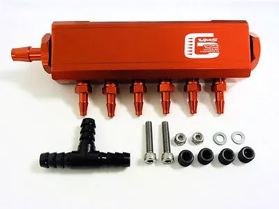 $39.95 • Buy Vms 6 Vacuum Intake Manifold Fuel Gas Turbo Wastegate Boost Performance Orange