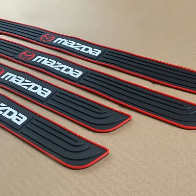 $15.88 • Buy For Mazda 4PCS Black Rubber Car Door Scuff Sill Cover Panel Step Protectors Red