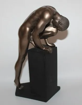 Veronese Cold Cast Bronze Figure Of Nude Male On Black Plinth • £29.99