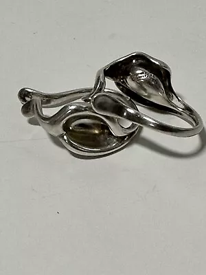 Vintage Tiffany & Co Sterling Silver Elsa Peretti Calla Lily Hoop Cuff Earrings • $250