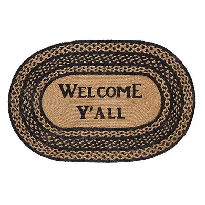 $35.95 • Buy New Primitive Southern WELCOME Y'ALL BRAIDED RUG Black Tan Floor Mat  20  X 30 