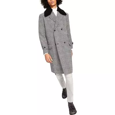 INC Mens Ashton B/W Faux Fur Trim Midi Pea Coat Outerwear XS BHFO 8105 • $36.99