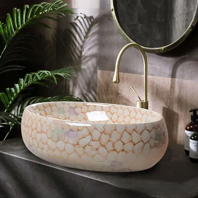 Oval Ceramic Counter Top Vanity Basin Sink Bathroom Cloakroom Wash Sink Bowl • £69.95