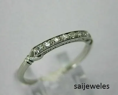 Vintage Wedding Band Ring 1.20CT Round Cut Lab-Created Diamond 14K White Gold FN • $124.99