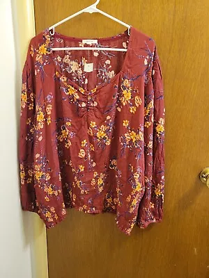Womens Plus Size 2x Maurices Floral Blouse Brand New Nwt Textured • $13.30