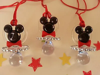 12 Mickey Mouse Pacifier Necklaces Baby Shower Favors Prizes Game~Boy Decoration • $17.99