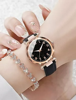 Watch And Bracelet Set Ladies Women Girls Fashion Wristwatch Gift • £9.50