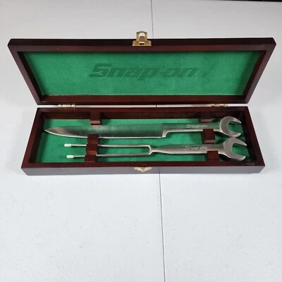 $99.99 • Buy Snap On Tools Kitchen Carving Set Wood Case Rare Snap-On Promo Gift Knife Box