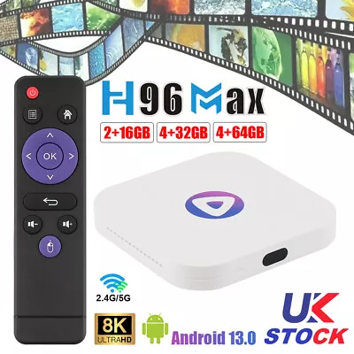 8K H96Max M1 Android 13.0 Smart TV Box HD HDMI Dual WiFi Media Player 4G+64G UK • £35.99