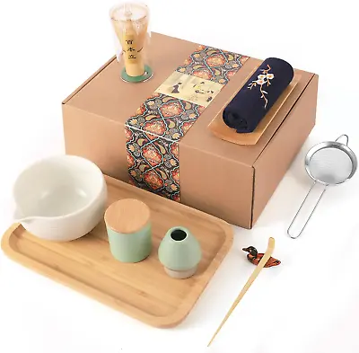 Japanese Matcha Tea Set Matcha Bowl With Pouring Spout Tea Tray (10Pcs) • $69.25