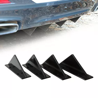 Triangle Shark Fins 4x Wing Splitter Spoiler Black Car Rear Bumper Lip Diffuser • $24.65