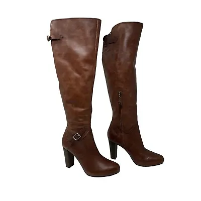UGG Australia 9 Adyson Knee Boots Brown High Heel Leather 1008702 Womens READ • $78.99