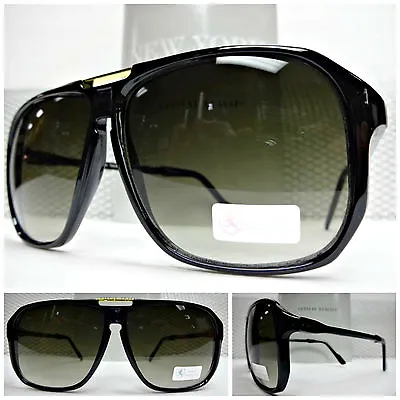 Mens Or Women LARGE OVERSIZED CLASSIC RETRO VINTAGE Style SUNGLASSES Black Frame • $14.99