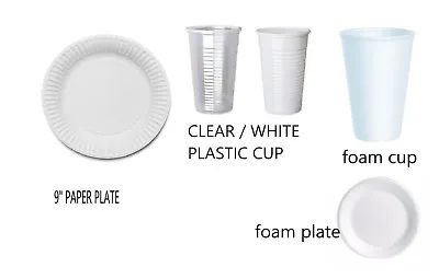 Plastic Disposable Cups PAPER PLATE 23CM 7oz  Party Cafe Catering Hot Cold Drink • £3.49