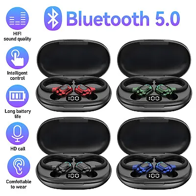 Bluetooth 5.0 Headset TWS Wireless Earphones Ear Hook Earbuds Stereo Headphones • $14.94