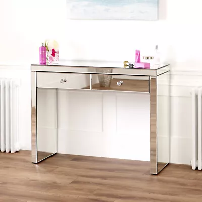 £175 • Buy Venetian Mirrored 2 Drawer Dressing Table - Glass Side Console Drawers - VEN66