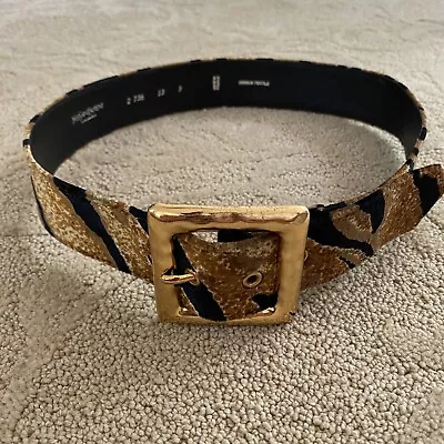$94.95 • Buy Yves Saint Laurent Rive Gauche Pony Hair And Leather Leopard Belt Made In France