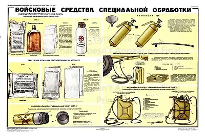 Soviet Russian Poster MILITARY POISONS DECONTAMINATION UTILITIES 24x36  • $29.99