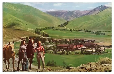 Vintage Sun Valley Idaho ID Postcard From Penny Mountain Girls W/Horses Unused • $5.25