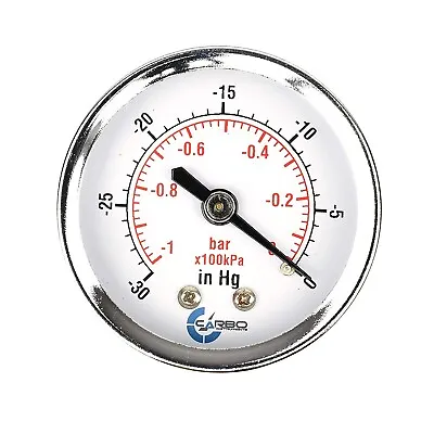 2  Pressure Gauge - Chrome Plated Steel Case Vacuum -30 Hg/0 1/4 NPT Back Mnt • $9.45