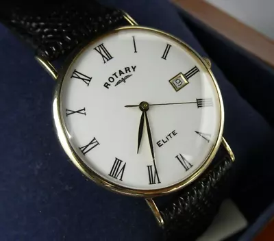 Rotary Elite Quartz Gents 9k 9ct 375 Hallmarked Gold Watch • £325