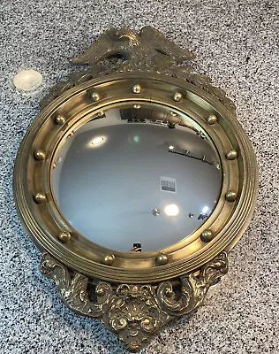 Antique Vintage Federal Eagle Gold Convex Mirror Wall Accessory Large 35” • $724.88
