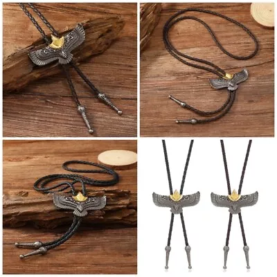 1pc/1pair Bolo Tie For Men Western Cowboy Style Necktie With Alloy Eagle Buckle • £4.88