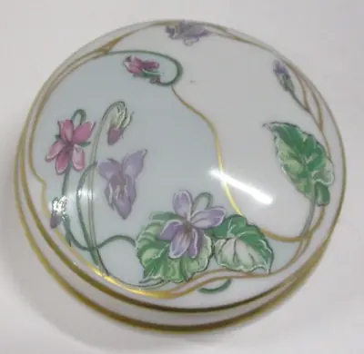 Vintage Limoges CASTEL Hand Painted Floral Round Trinket Box • $19.99