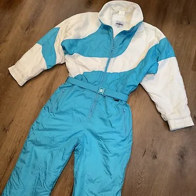 Vtg Ski Suit Womens One Piece Snowsuit Edelweiss Snow Bib Apres Retro 80s 90s 14 • $139.99