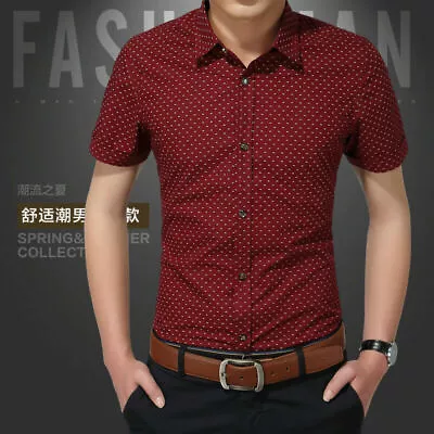 Men Luxury Casual Slim Fit Business Button Dress Shirts Short Sleeve Shirt Tops • $19.91