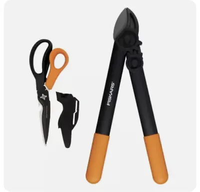 Fiskars Lopper & Garden Shear Tree Branch Twig Pruner Scissors Set TOP QUALITY! • £31.31