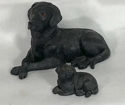 Vtg Jennings Decoy Co. Black Lab & Puppy Realistic Handmade Sculpture Figurines • $48.40