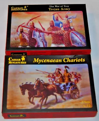 2 Caesar Miniatures Mycenaean Chariots & Trojan Army Toy Soldiers • $13.17