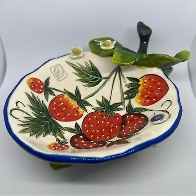 Blue Sky J McCall Footed Ice Cream Bowl  Icing On The Cake  Series Strawberries • $29